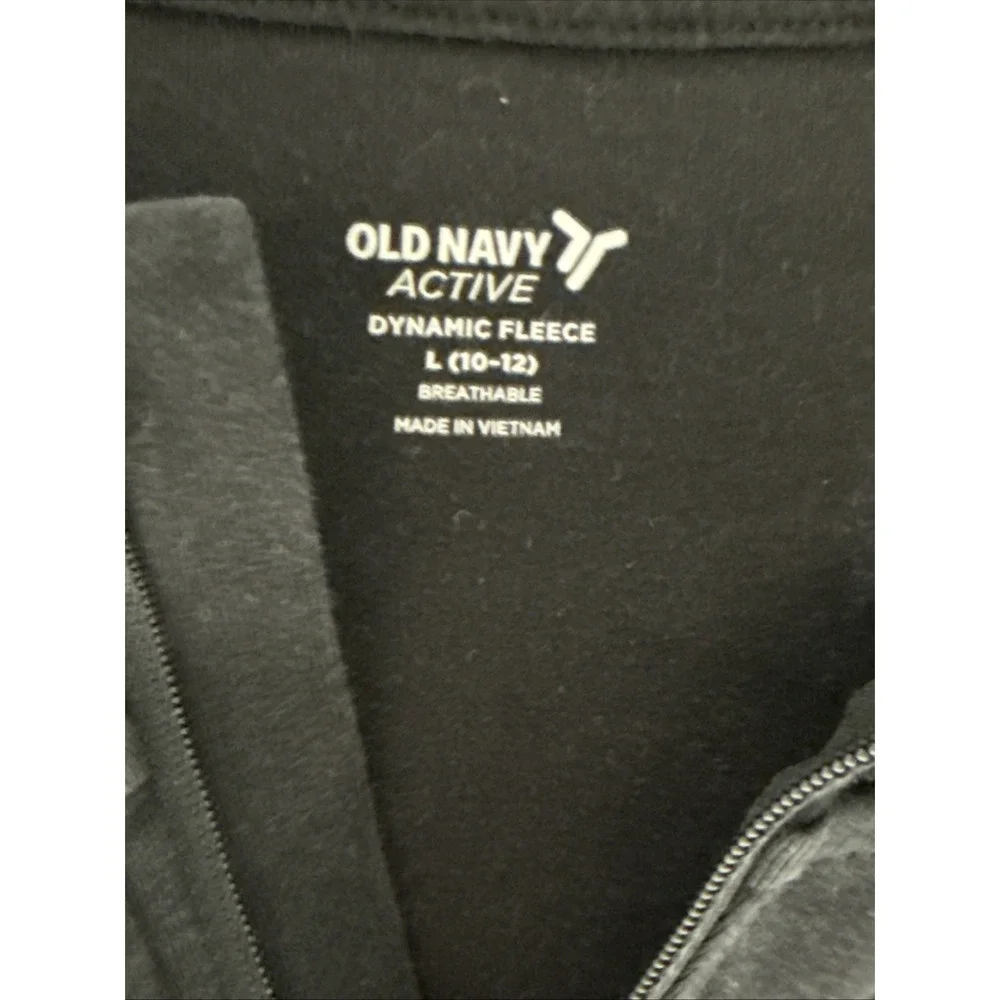 Old Navy Active Dynamic Fleece Hoodie Girls L (10-12 Charcoal/black Accents‎